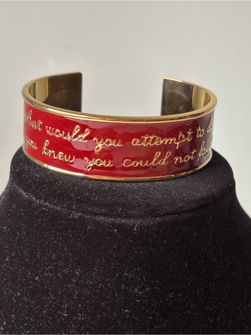 Rustic Cuff Gold-Tone Burgundy Enamel Script Cuff
